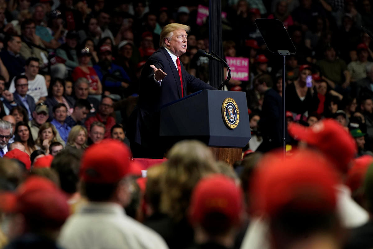 U.S. President Donald Trump speaks at a campaign rally in Grand Rapids, Michigan. Reuters