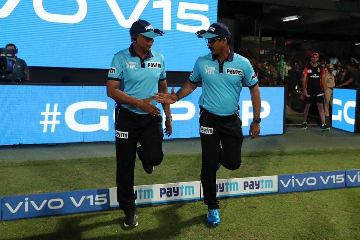 S Ravi (left) came under fire after failing to spot a big no-ball by Lasith Malinga off the last ball of the match against Mumbai Indians on Thursday while Nandan was criticised for wrongly adjudging a wide off Jasprit Bumrah. IPL Media