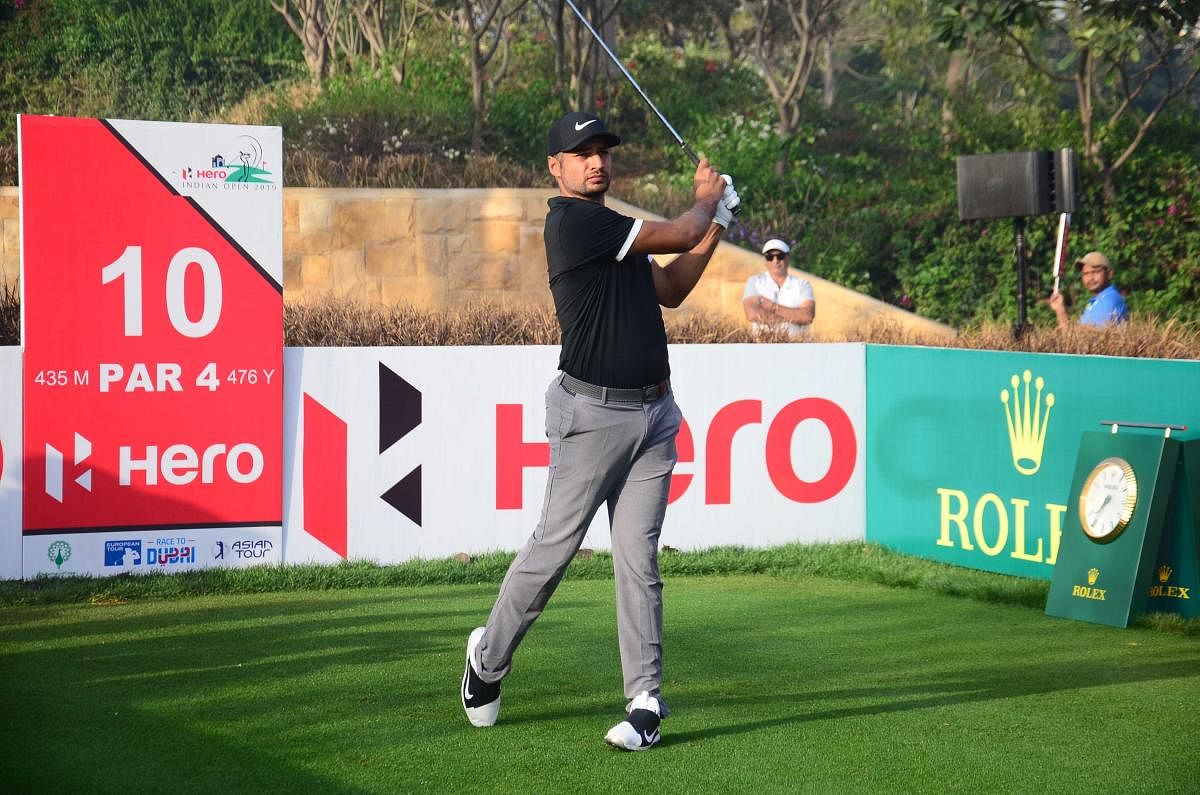 Julian Suri during Indian Open Golf tournament in New Delhi on Friday