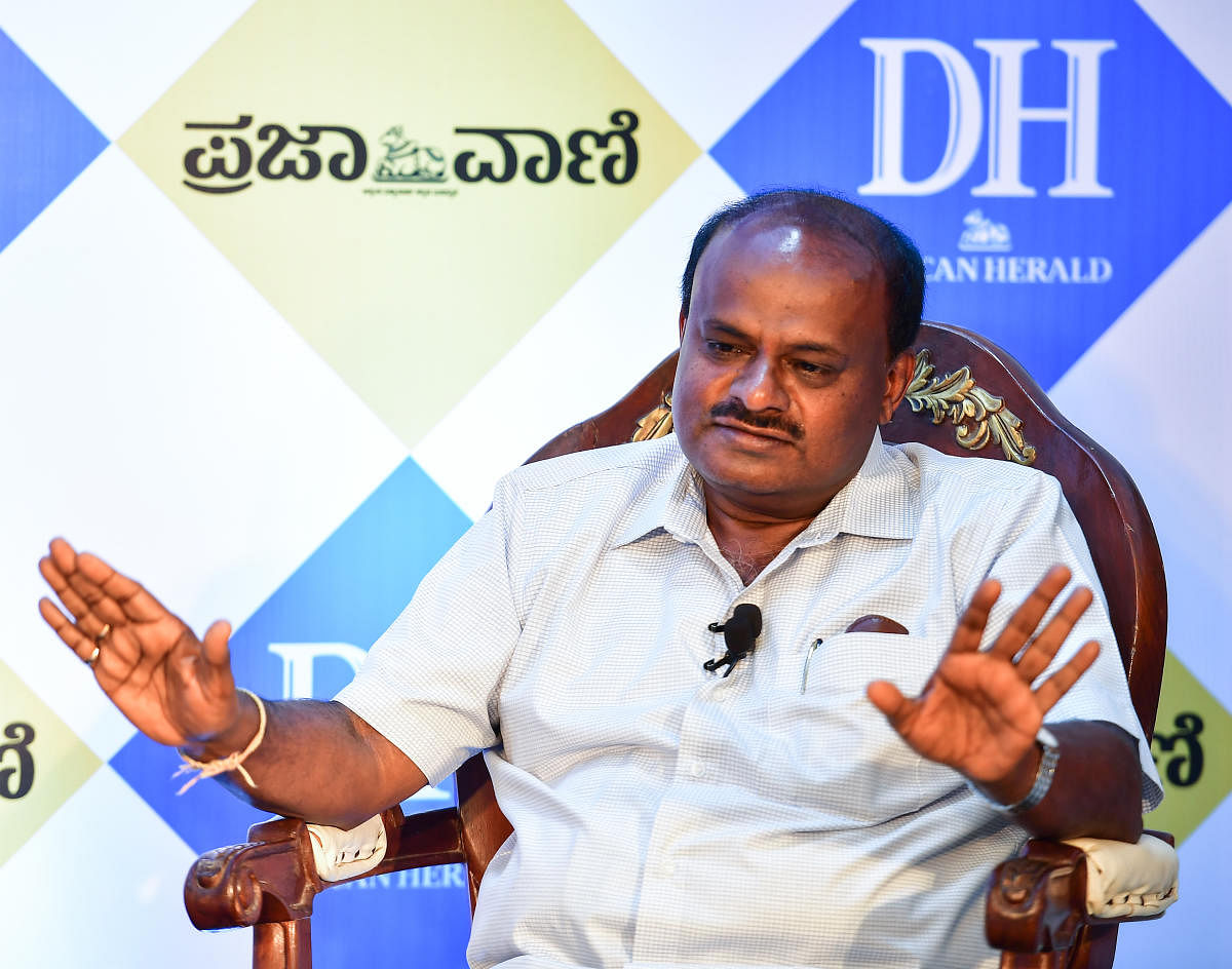 Chief Minister H D Kumaraswamy at an interaction with DH.