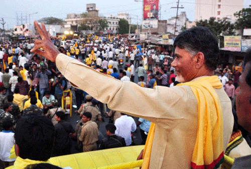 The TDP continued its winning spree in Seemandhra, leading over its key rival the YSR Congress (YSRC) while the position of Congress has gone from bad to worse. PTI file photo