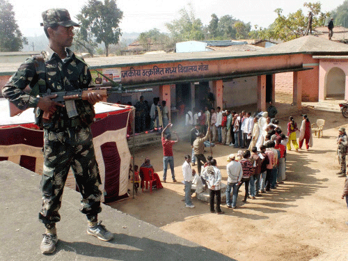 Polling began today at 7 am in 20 Maoist-affected constituencies amid tight security in the 2nd phase of Assembly election to the Jharkhand Assembly, with polling personnel airdropped in the remote parts of the state. PTI photo