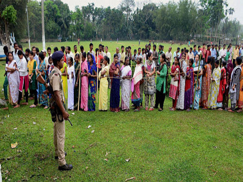 525 candidates are in the fray for 61 of the 126 Assembly constituencies in Assam for the second and final phase of polling on Monday. Polling was held for 65 seats on April four. PTI file photo