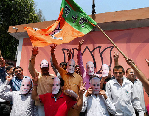 In its first ever direct showdown with the ruling Congress in the state, the saffron party is fielding 26 candidates to the 27-member Imphal civic body that goes to polls on June 2.  PTI file photo
