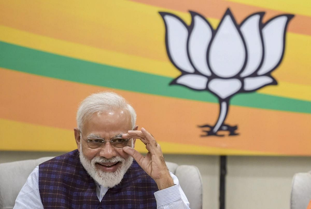 Prime Minister Narendra Modi during the BJP Central Election Committee (CEC) meeting for the upcoming Lok Sabha elections, at BJP headquarters in New Delhi. PTI