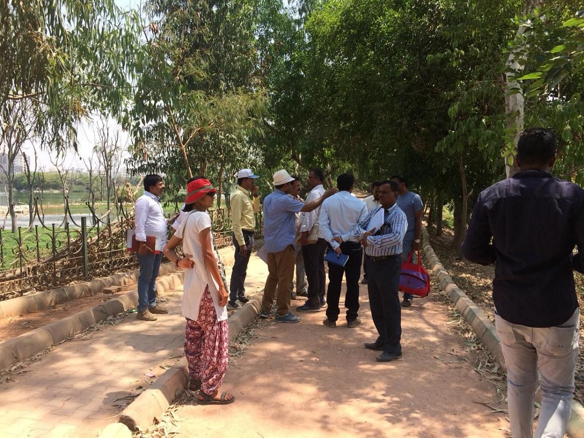 Officials of various government agencies inspected Kaikondrahalli Lake, Sarjapur Road, on Monday only to find water colour deteriorate and dead fish floating in the waterbody.