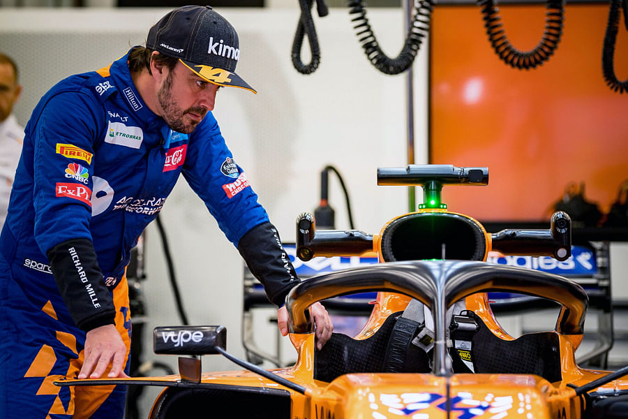 Former McLaren driver Fernando Alonso during the testing session in Bahrain. Picture credit: AFP