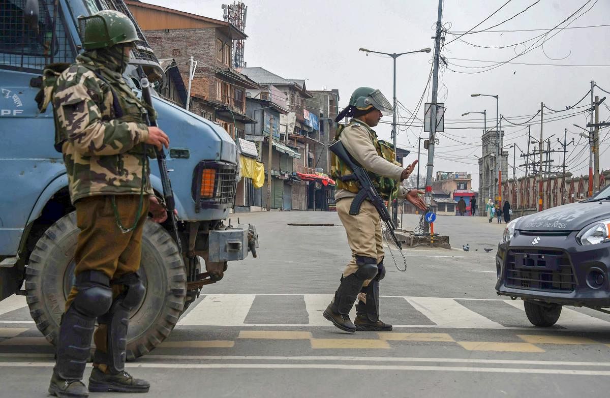To ensure violence-free polling, smooth Amarnath yatra and to wipe out militancy from Kashmir, a joint key security meeting was held in Srinagar. PTI file photo