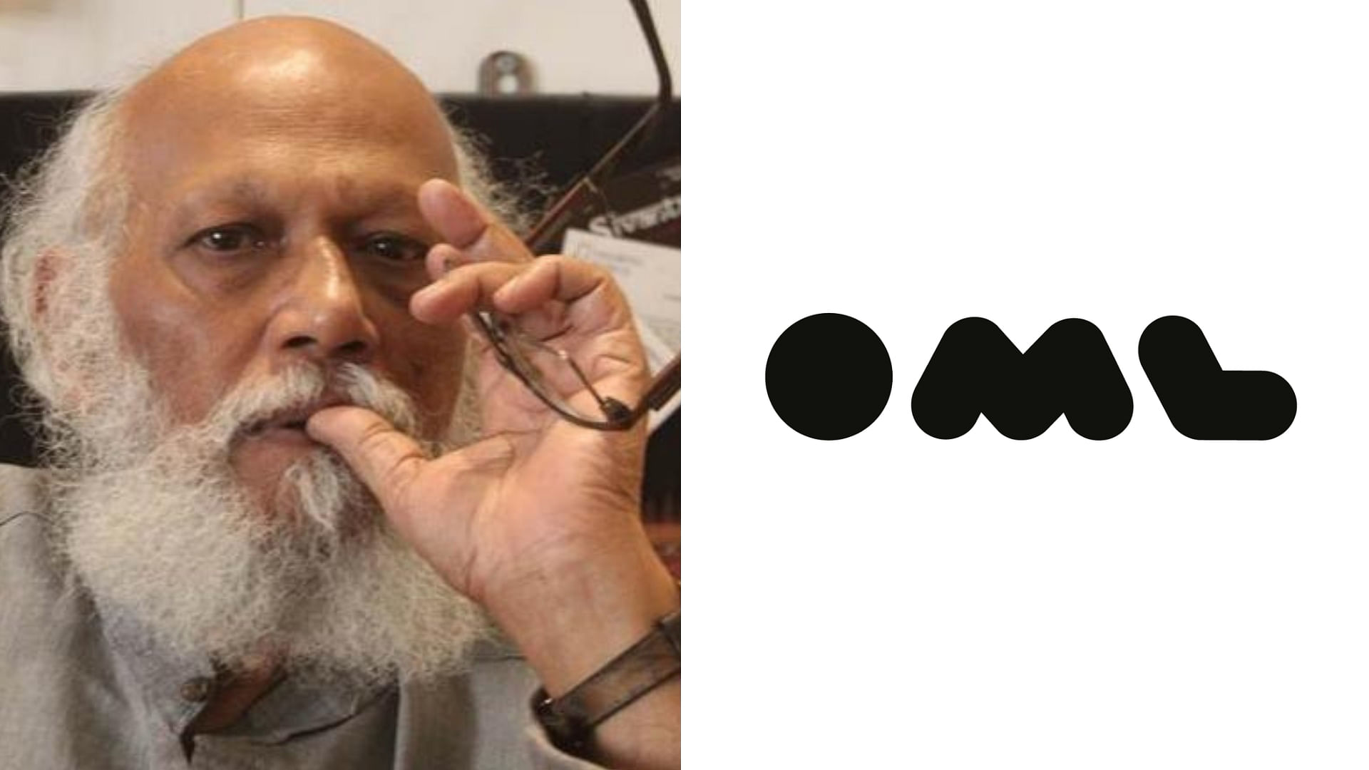 Famous painter Jatin Das (Left) and company logo of Only Much Louder (Right). 