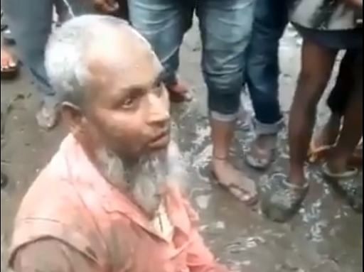 A 68-year-old man was thrashed by a group on Monday for allegedly selling beef in a market in Biswanath in North Assam. (Image courtesy Twitter)