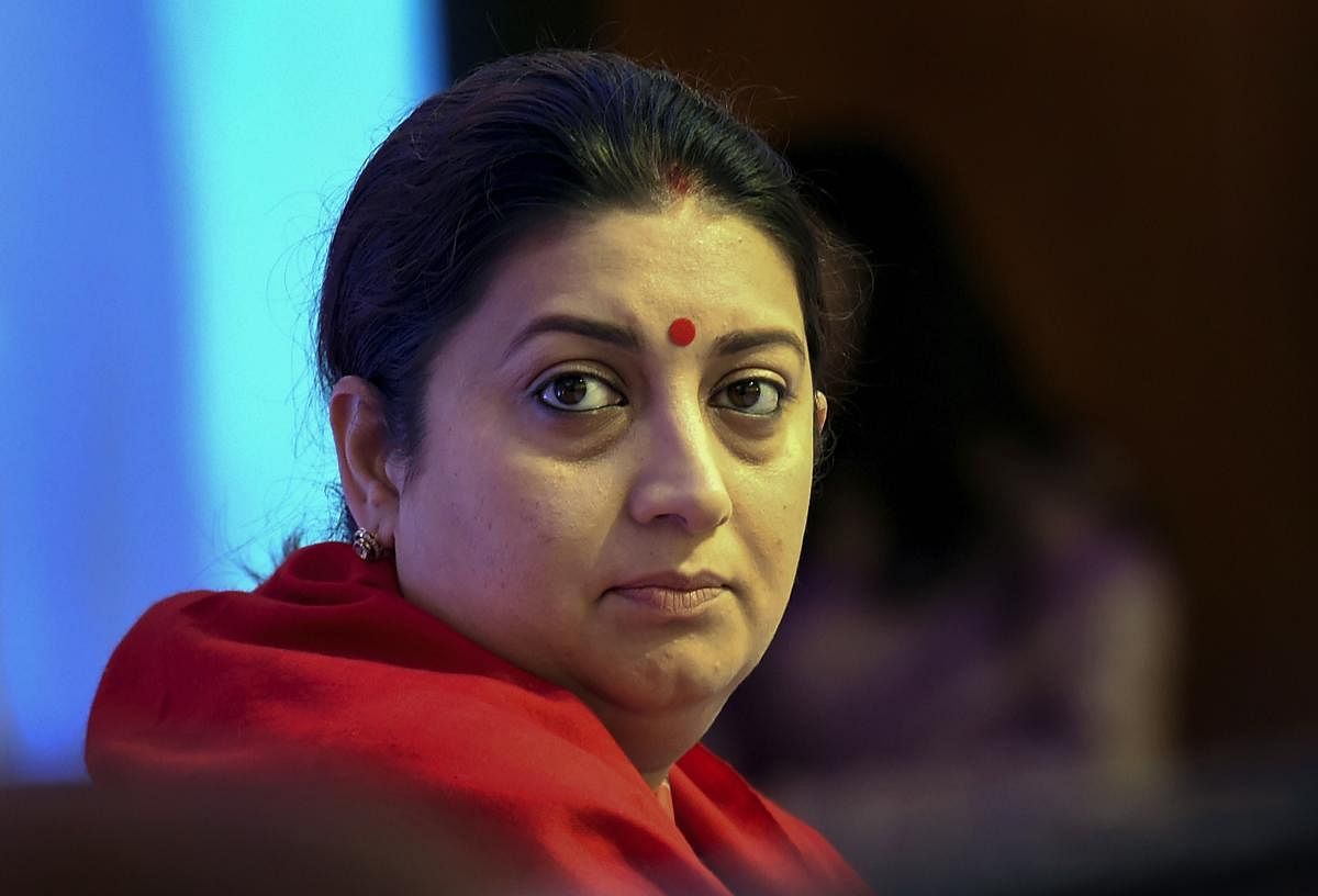Irani, who is the BJP's candidate for the Amethi Lok Sabha constituency in Uttar Pradesh, is making a second attempt to wrest the seat from Congress president Rahul Gandhi. PTI File photo