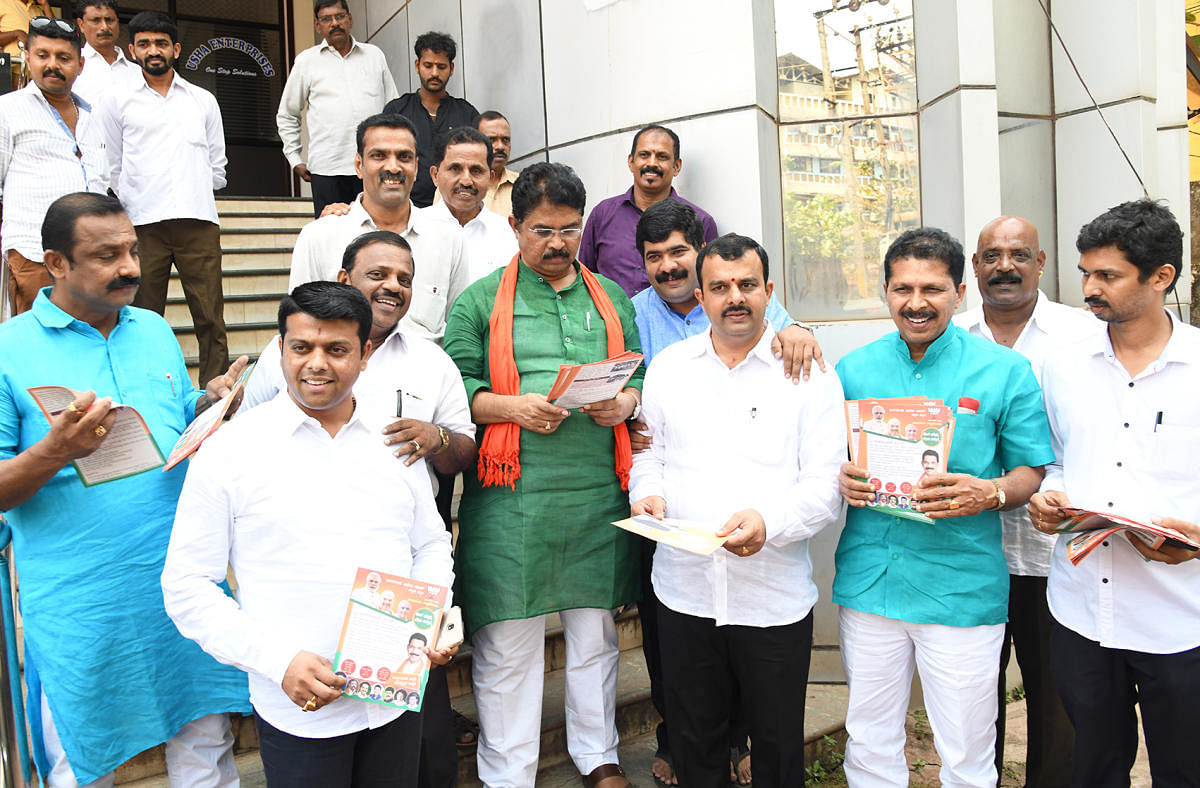 BJP's election campaign in-charge R Ashoka takes part in a campaign in Mangaluru.