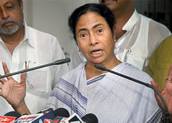 West Bengal Chief Minister and Trinamool Congress supremo Mamata Banerjee interacts with the media at Writers Building in Kolkata on Wednesday. PTI