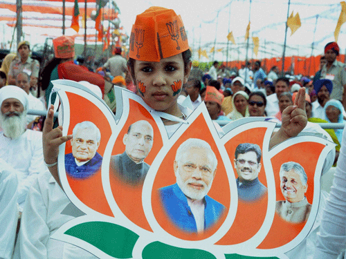BJP was leading in five Lok Sabha constituencies and the ruling Congress in the state in four, as initial trends for nine of the 28 seats in Karnataka showed. PTI File Photo