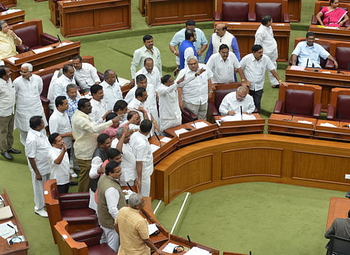 BJP and JDS members today staged a walkout from the Karnataka Assembly over state government's alleged failure to ensure payment of Rs 2,500 per tonne to cane growers with immediate effect. DH file photo