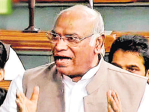 Raising the issue after Question Hour, Congress leader in the house, Mallikarjun Kharge, alleged that the government seemed to be supporting the BJP member. PTI file photo