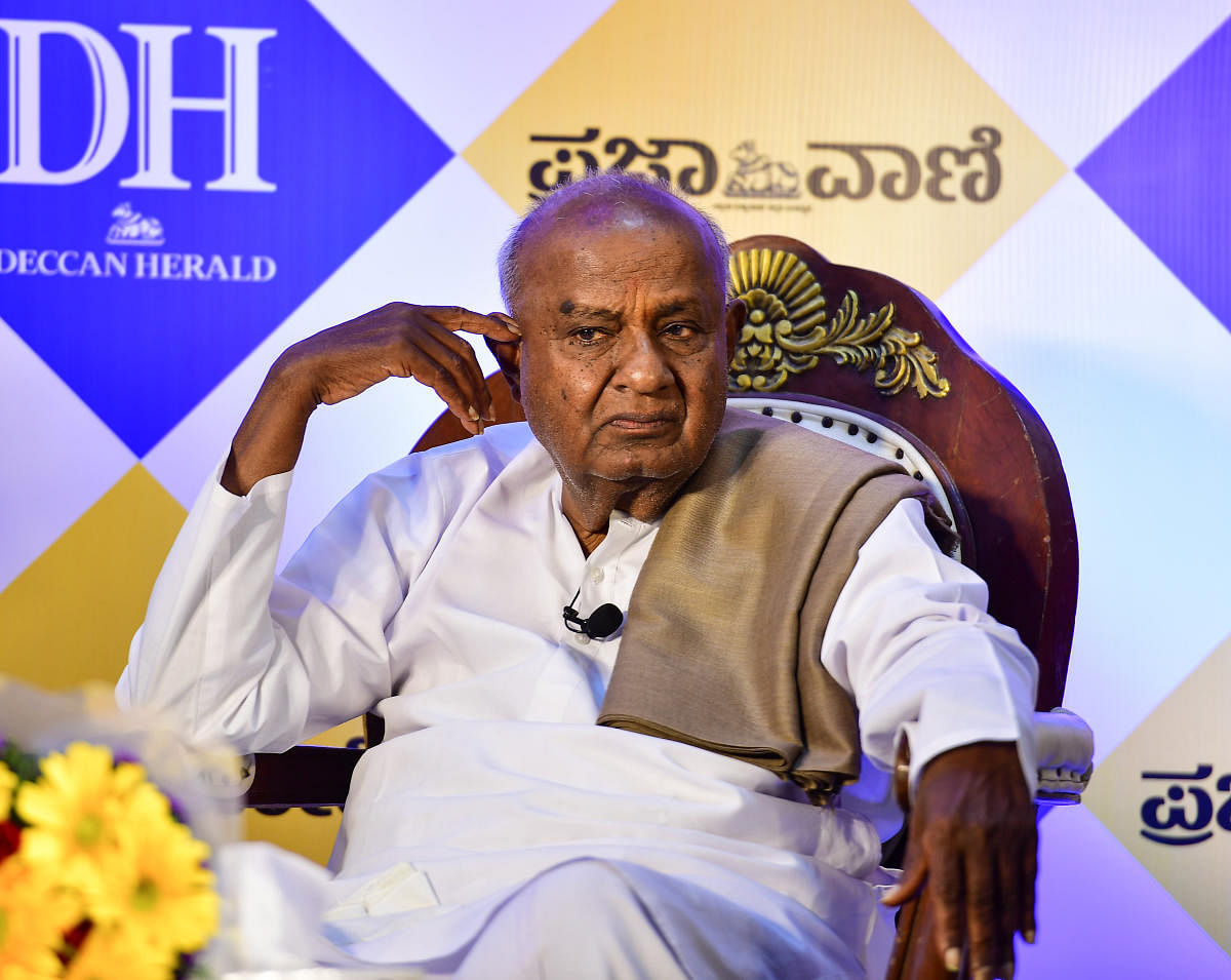 Former Prime Minister H D Deve Gowda during a Deccan Herald interaction in Bengaluru on Tuesday. (DH Photo)