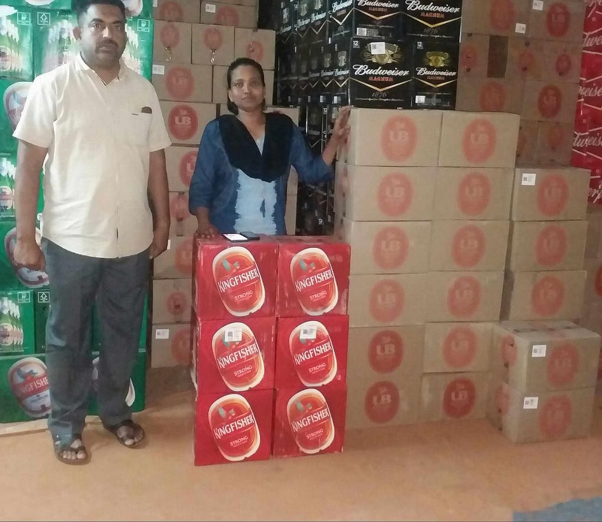 The excise officials seized beer cases worth Rs 14.80 lakh from a warehouse of Karnataka State Beverages Corporation in Honnavar on Thursday night.