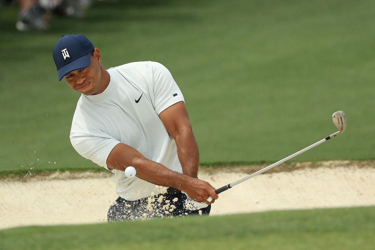 Tiger Woods in action in the second round of the Masters.