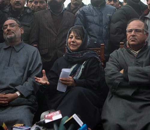 After finishing a dismal fourth in Jammu and Kashmir, the Congress has pinned its hopes of continuing in power on the possibility of PDP seeking its support to form a coalition government in the state. AP Image