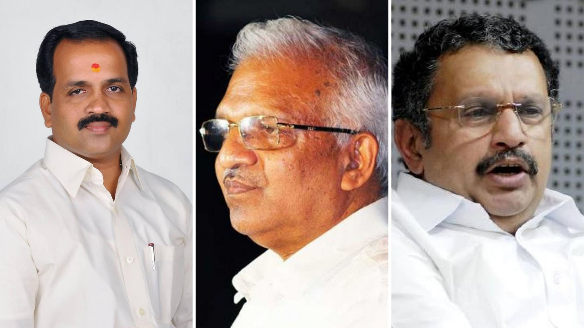 CPM's senior leader P Jayarajan (C), an accused in two political murder cases and alleged to be mastermind of political violence, is the LDF candidate. The UDF, with the intention of giving a strong political fight, fielded senior Congress leader and sitting MLA K Muraleedharan (R). V K Sajeevan (BJP) (L)