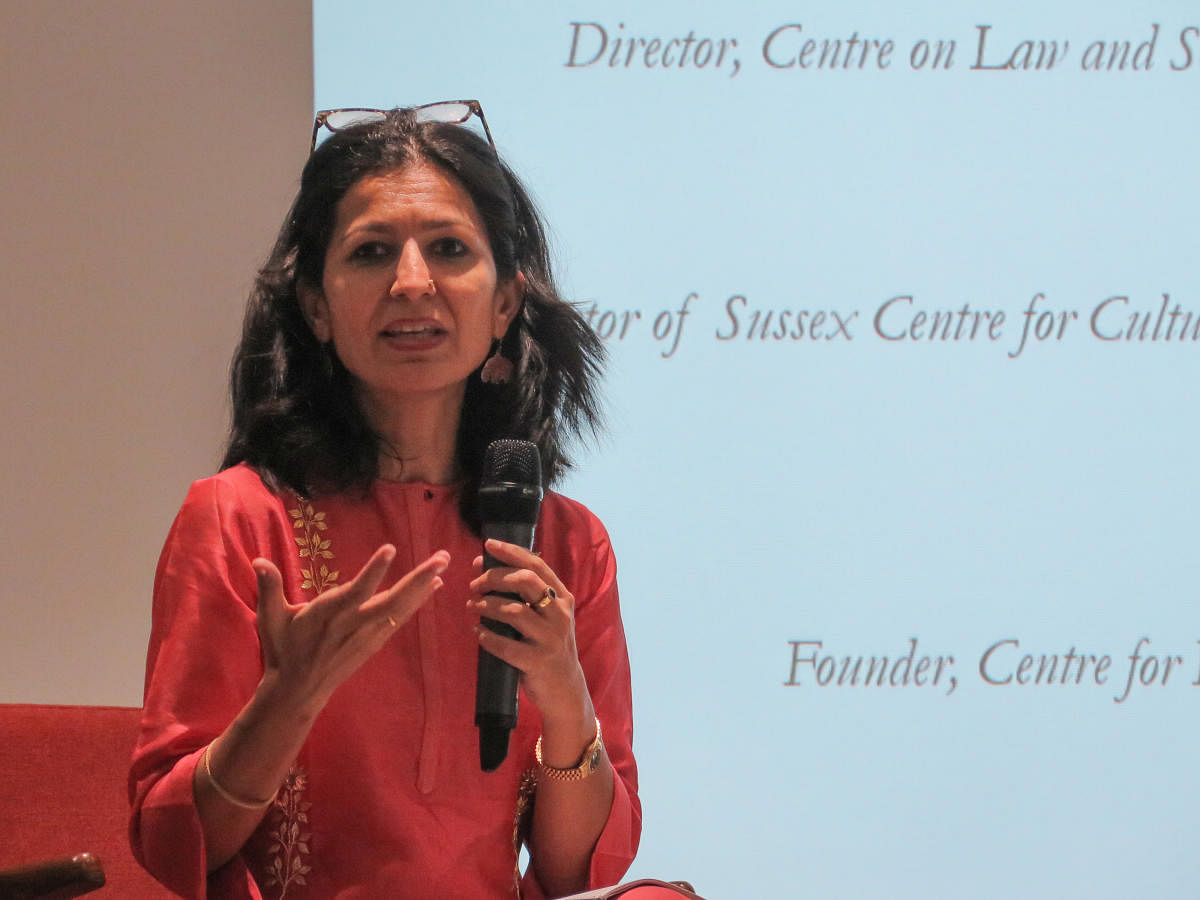 Jayna Kothari, a senior advocate in the Supreme Court of India, speaks at a panel discussion on "Sexual Reproductive Rights in India," in Bengaluru on April 15, 2019.