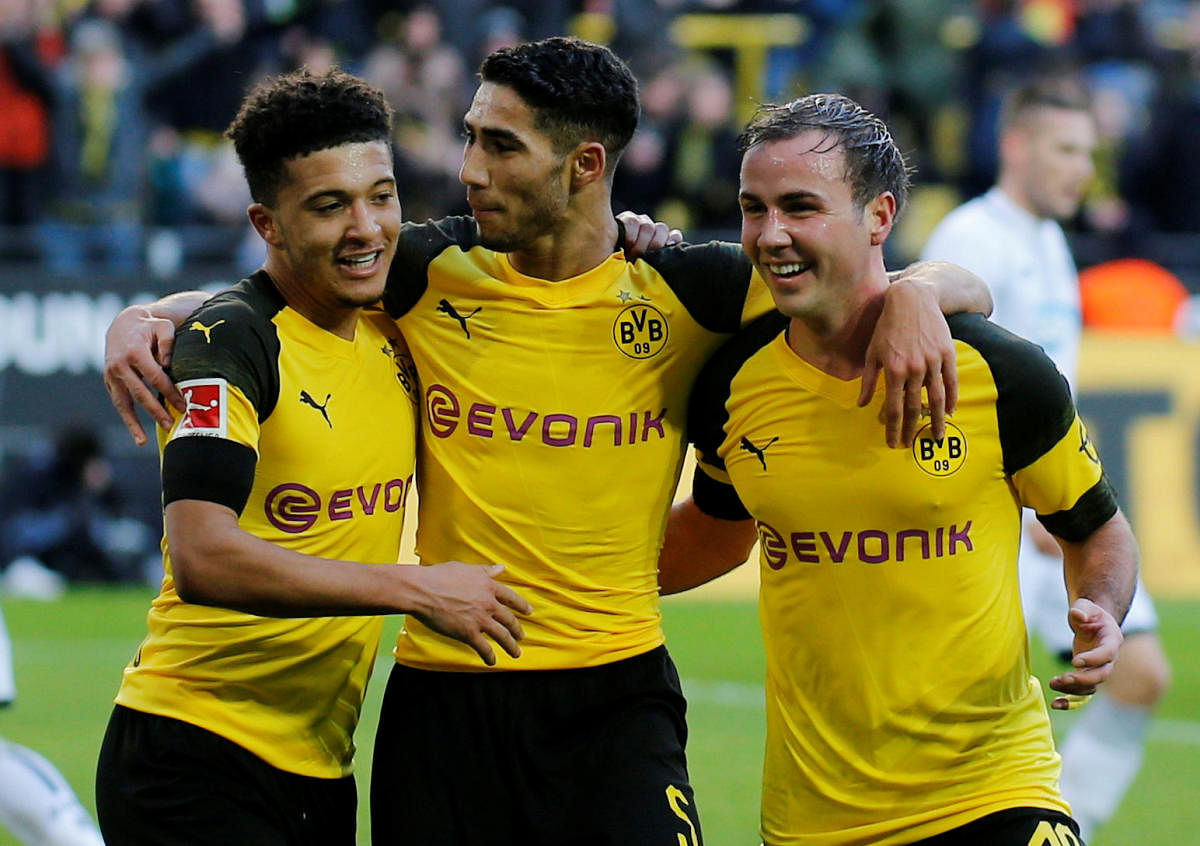 Borussia Dortmund's Jadon Sancho (left) will look to continue his brilliant form whey they take on Tottenham Hotspur in Wembley on Wednesday. Reuters