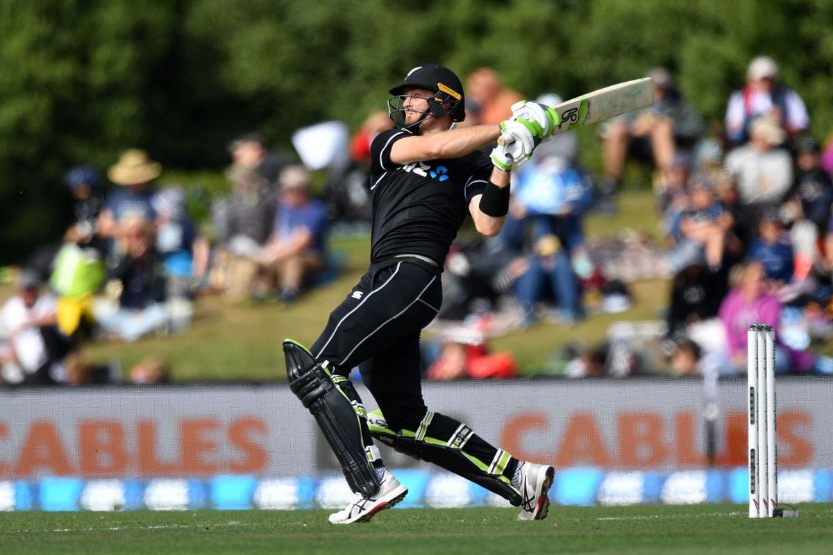 New Zealand's Martin Guptill pulls one to the boundary during his match-winning century against Bangladesh on Saturday. AFP