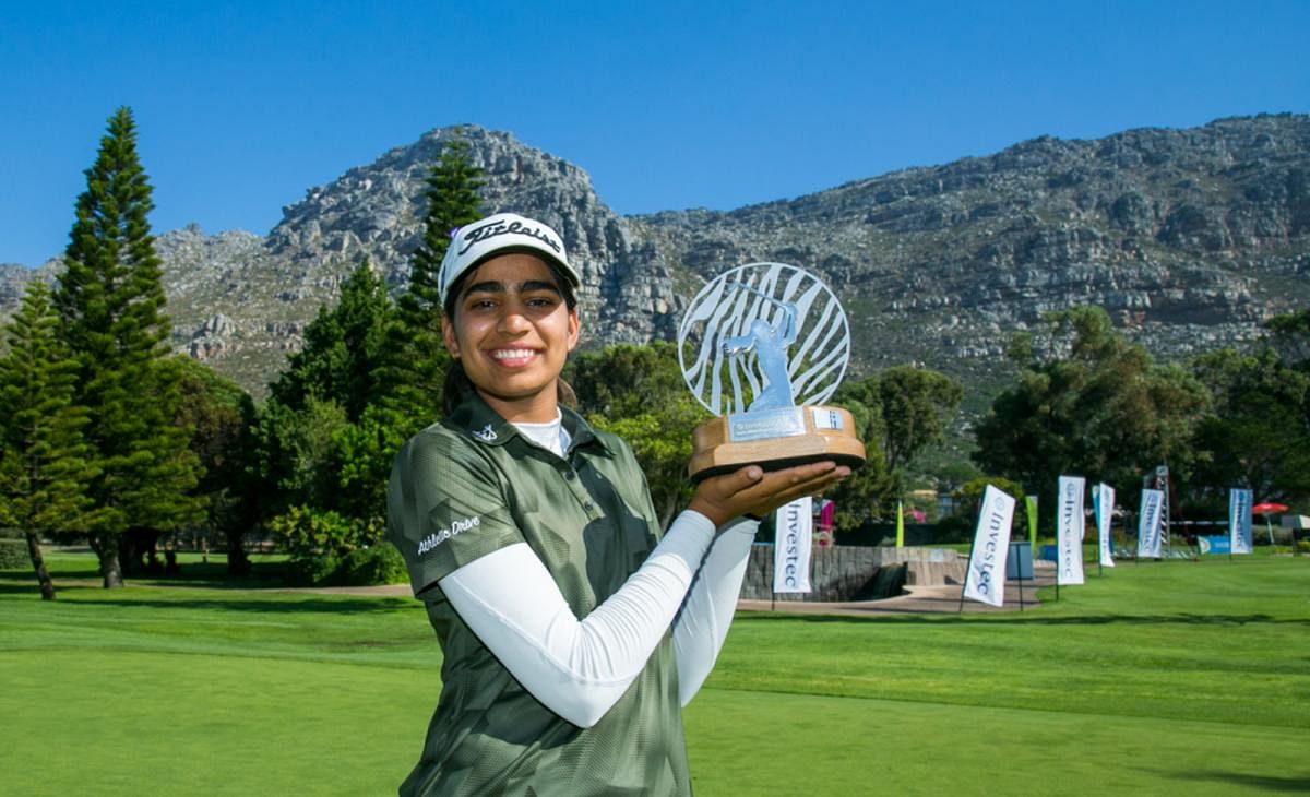 Diksha Dagar with the South Africa Women's Open trophy. Pic: LET website