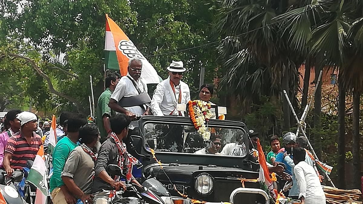 Congress candidate Adhir Ranjan Chowdhury at a roadshow