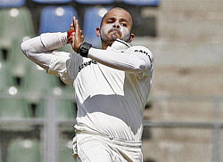 Mumbai: Rest of India bowler S Sreesanth in action during a Irani trophy match played in Mumbai on Thursday. PTI Photo