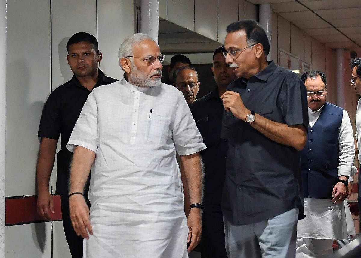 This is the third time Modi has visited the former prime minister, who was admitted to the country's premier hospital on June 11 with a kidney tract infection, chest congestion, urinary tract infection and urine output on the lower side. (PTI file photo)
