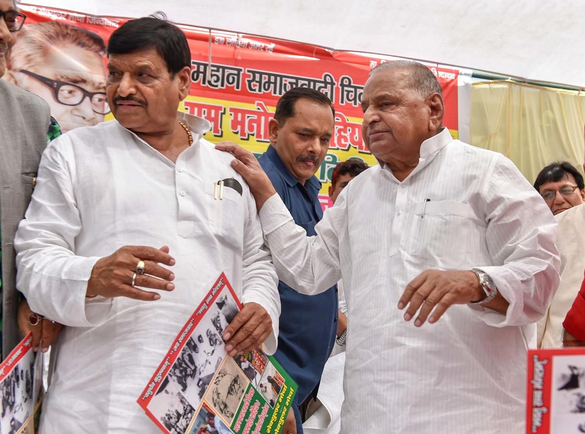 Rebel SP leader and Mulayam's younger brother Shivpal Singh Yadav, who has formed a separate outfit, is in the fray here against his own nephew and sitting SP MP Akshoy Yadav, the son of SP general secretary Ram Gopal Yadav. (PTI File Photo)