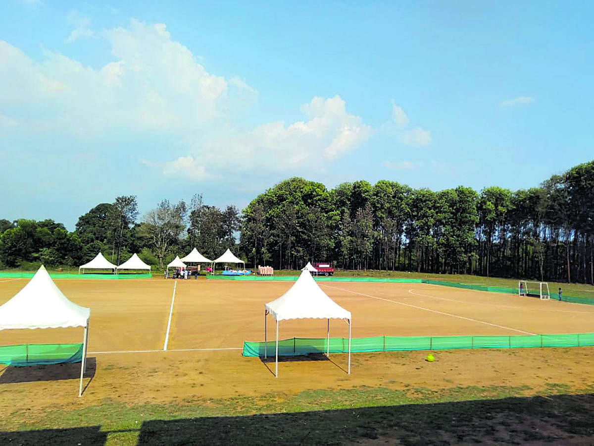 The ground readied for the hockey tournament at Napoklu.