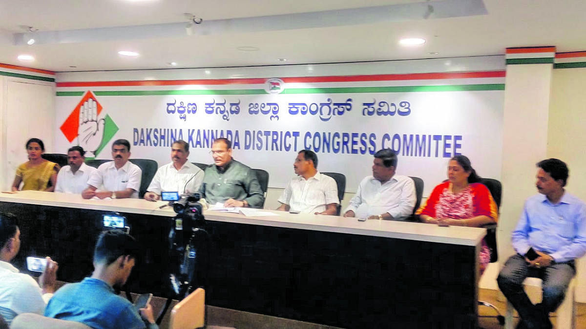 Ivan D’Souza, MLC and parliamentary secretary to the chief minister, speaks to reporters in Mangaluru on Monday.