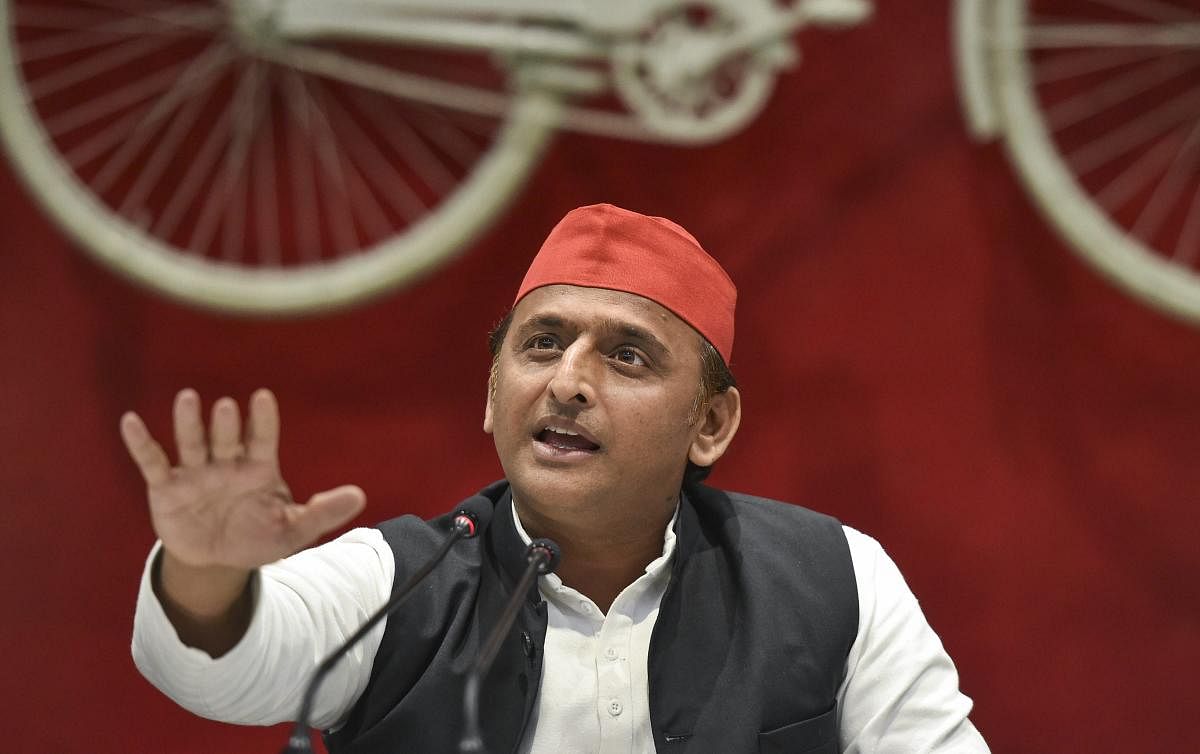 Akhilesh asked if the alliance of three parties (SP-BSP-RLD) is 'maha-milawat' (as described by Prime Minister Modi), then what will you call alliance of 38 parties. PTI File photo
