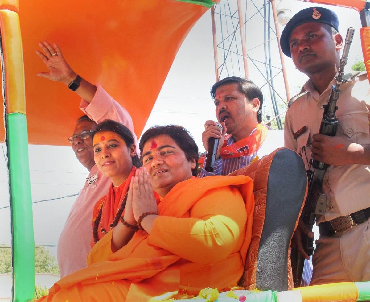 BJP candidate from Bhopal Lok Sabha seat Pragya Singh Thakur. (PTI Photo)