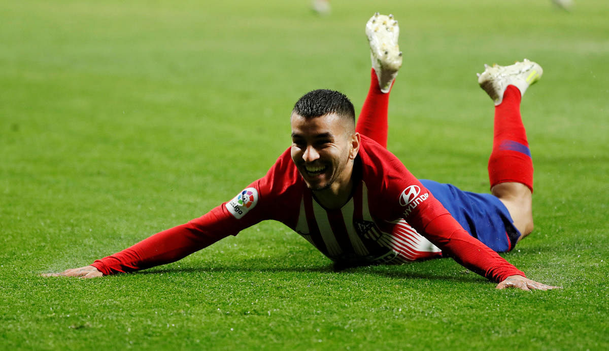 STUNNER: Atletico Madrid's Angel Correa celebrates after scoring the winner against Valencia. Reuters 