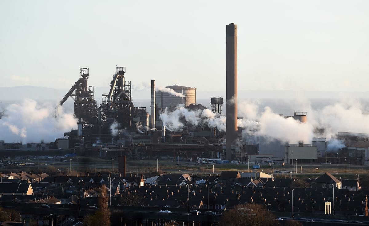 This file photo taken on March 30, 2016 shows the Tata Steel steel plant at Port Talbot, south Wales. - An explosion at the Tata steelworks in south Wales left two people slightly injured, police said on April 26, 2019. (AFP File Photo)