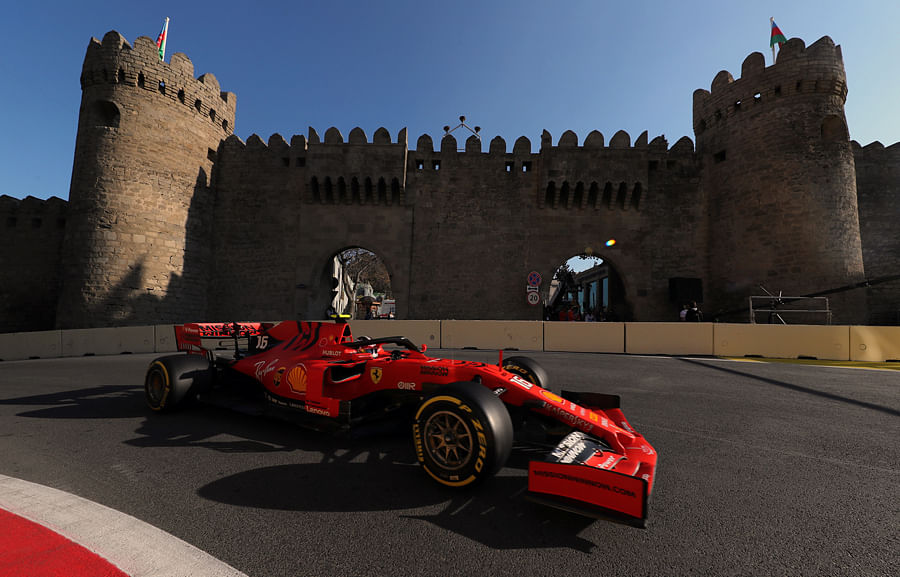 Ferrari's Charles Leclerc was fastest in practice for the Azerbaijan Grand Prix. Picture credit: Reuters