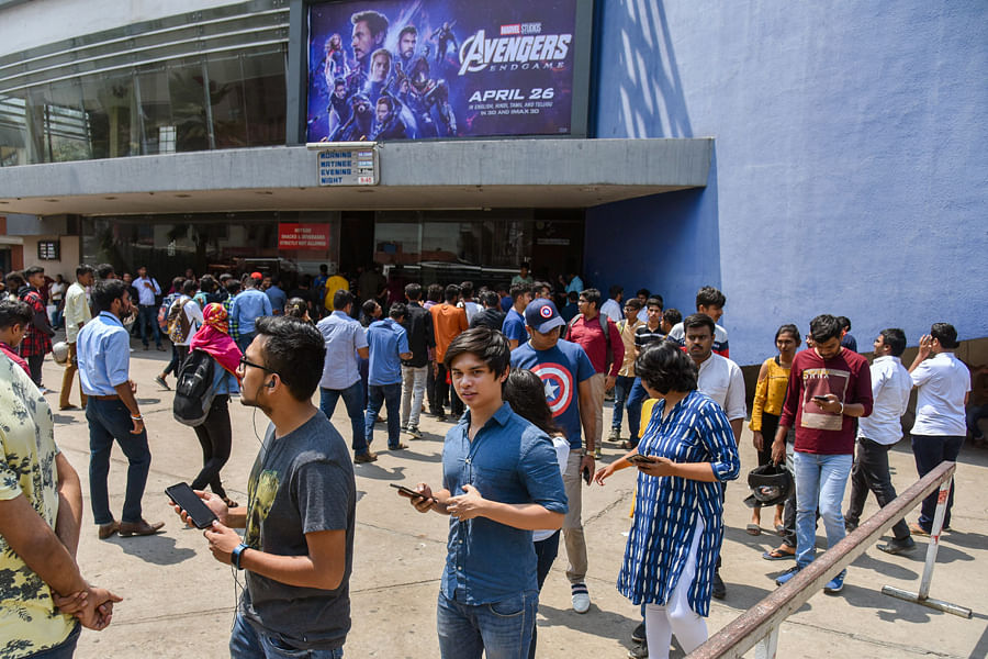 Massive turnout for the Avengers: Endgame movie at Urvashi theatre in Bengaluru. Picture credit: SK Dinesh/ DH Photo