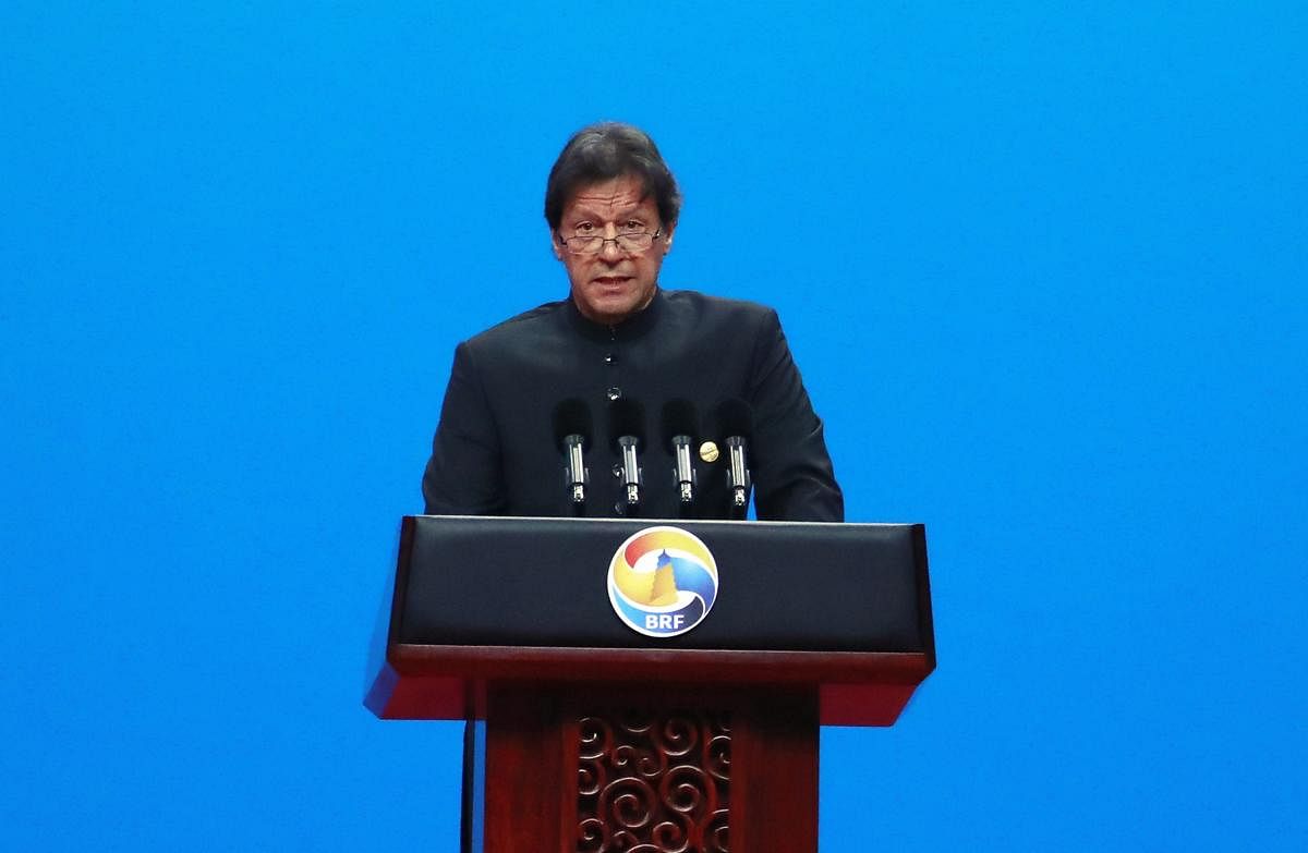 Beijing: Pakistani Prime Minister Imran Khan delivers his speech for the opening ceremony of the second Belt and Road Forum for International Cooperation (BRF). AP/PTI Photo
