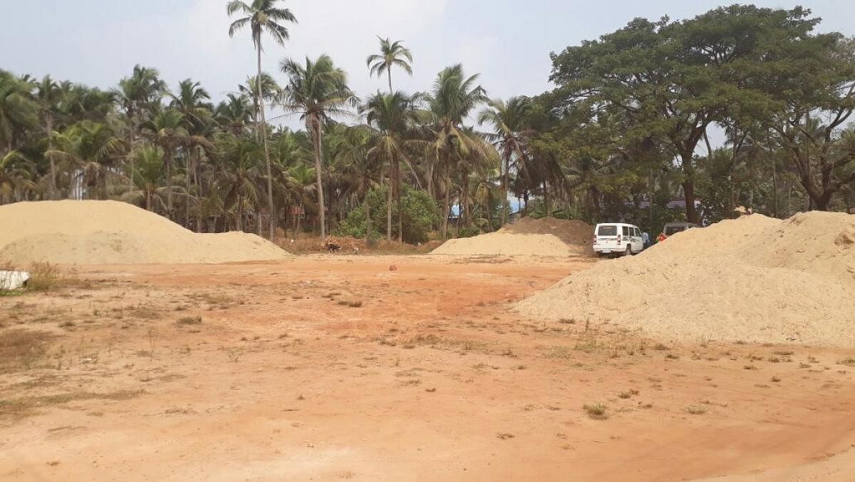 A file photo of sand stored in Udupi district.