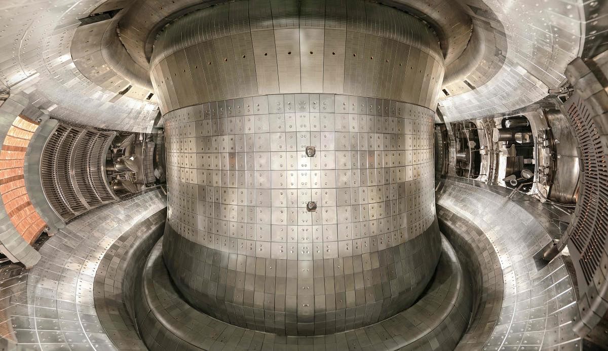 This handout picture taken on May 19, 2014 and released on April 22, 2019 by Chinese Academy of Sciences Institute of Plasma Physics, shows a vacuum vessel inside the Experimental Advanced Superconducting Tokamak (EAST) device at a laboratory in Hefei, east China's Anhui province. AFP PHOTO / CHINESE ACADEMY OF SCIENCES