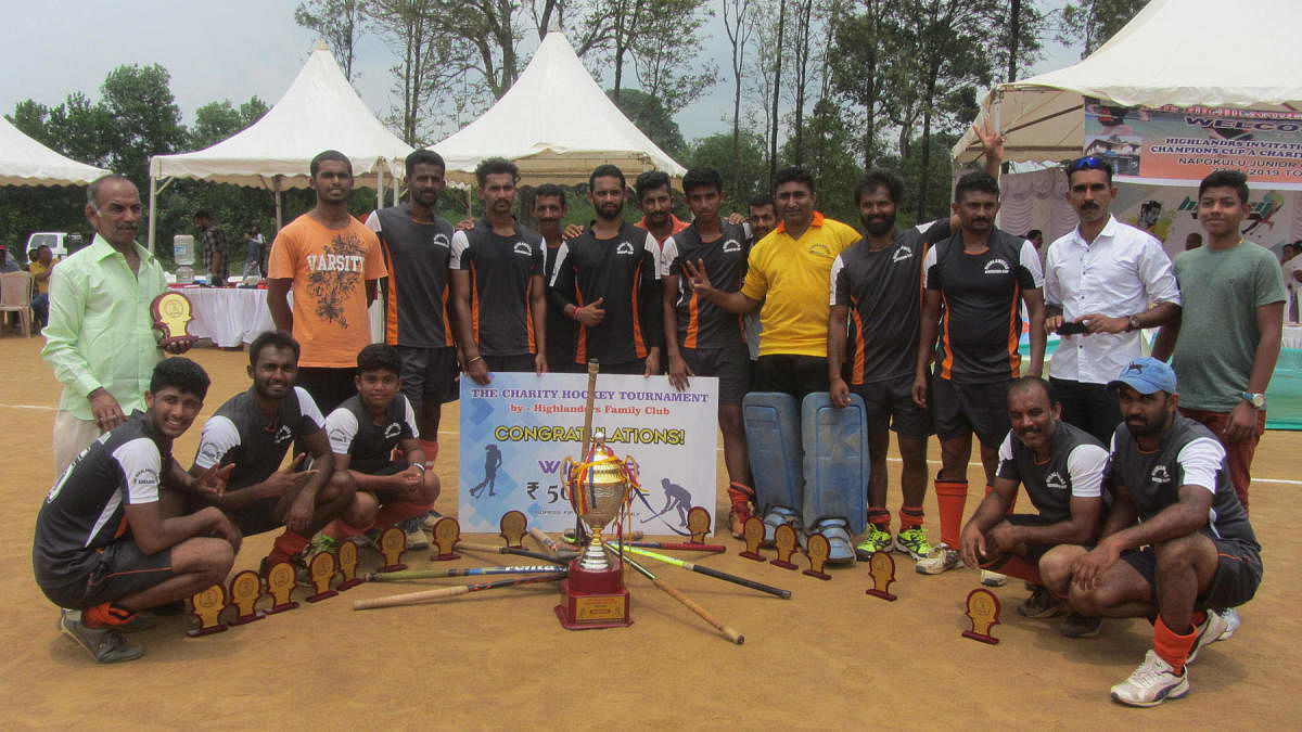 Tambukutheera team which won the Highlanders Invited Cup hockey tournament held at General K S Thimayya Stadium in Napoklu.