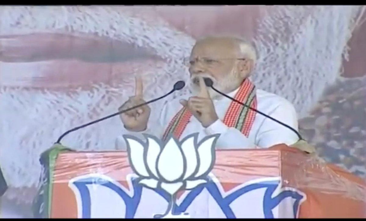 Prime Minister Narendra Modi speak in a rally. (Twitter/BJP)