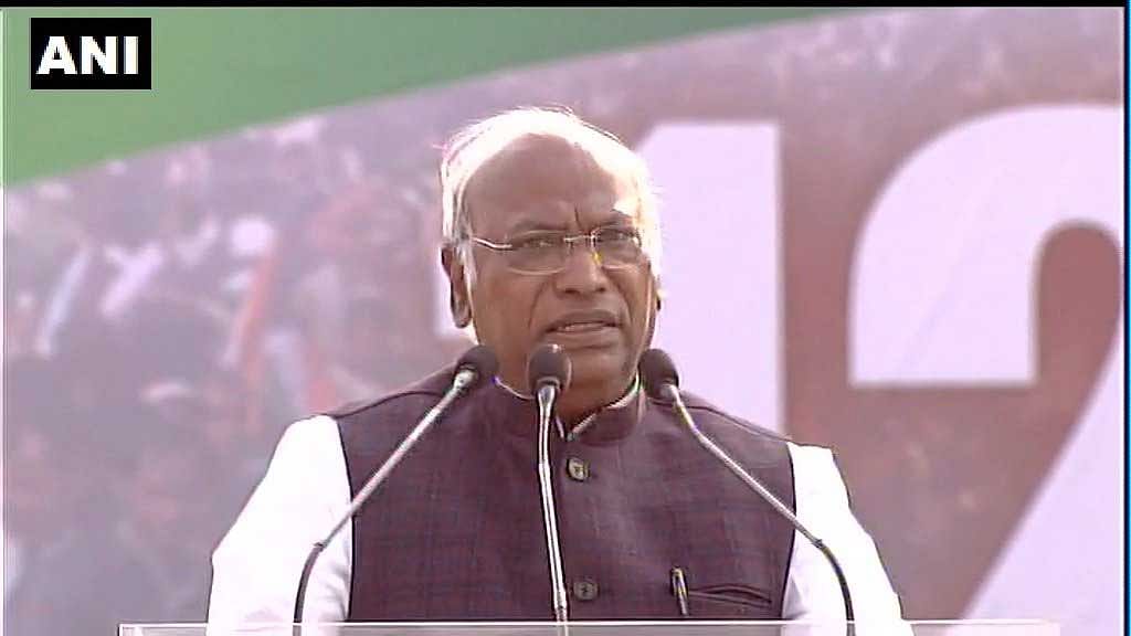 At the rally, Kharge, the leader of the Congress party in the Lok Sabha, read out a message from Sonia Gandhi, highlighting the "crisis" looming over the country with farmers and fishermen living under immense strain. ANI Photo 