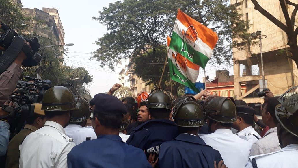 Protest in front of Hind Cinema in Kolkata by Youth Congress. Photo Credit: Special Arrangement