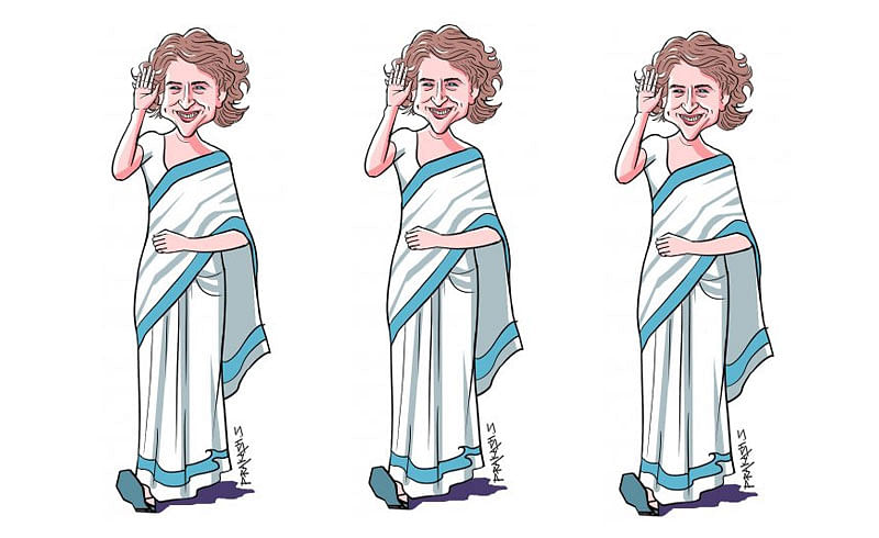 Priyanka dropped the hint at her marathon meetings in Lucknow with party workers, who had come from different Lok Sabha constituencies in the eastern region, which continued throughout Tuesday night. DH Illustration by Prakash S