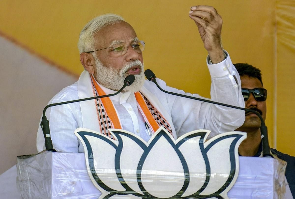 "Pehle upeksha, fir virodh, ab me too me too (They initially rejected it, then opposed and now saying 'me too' )," Modi said at an election rally. (PTI Photo)
